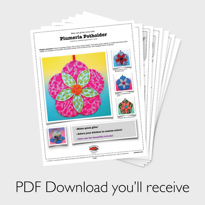 DIY Plumeria Flower Quilted Potholder Tutorial - PDF Sewing Pattern