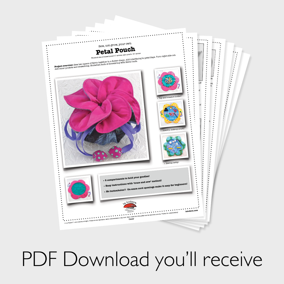 DIY Fabric Flower Pouch Tutorial - PDF Sewing Pattern