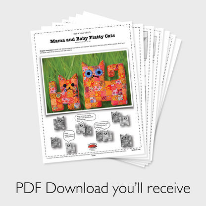 DIY Mama and Baby Patchwork Cat Pillows Tutorial - PDF Sewing Pattern