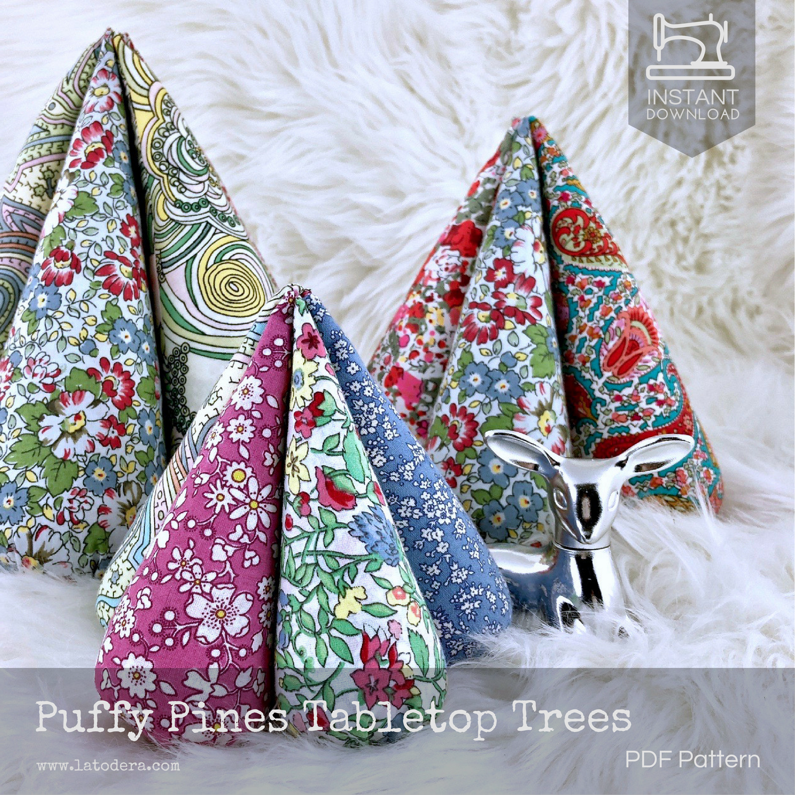 DIY Fabric Puffy Tabletop Christmas Trees Tutorial - PDF Sewing Pattern - La Todera