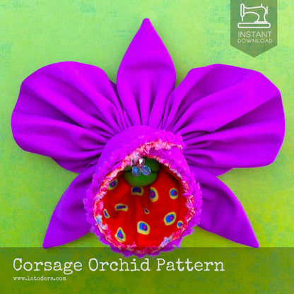 DIY Fabric Flower Corsage Orchid Brooch Tutorial - PDF Sewing Pattern - La Todera