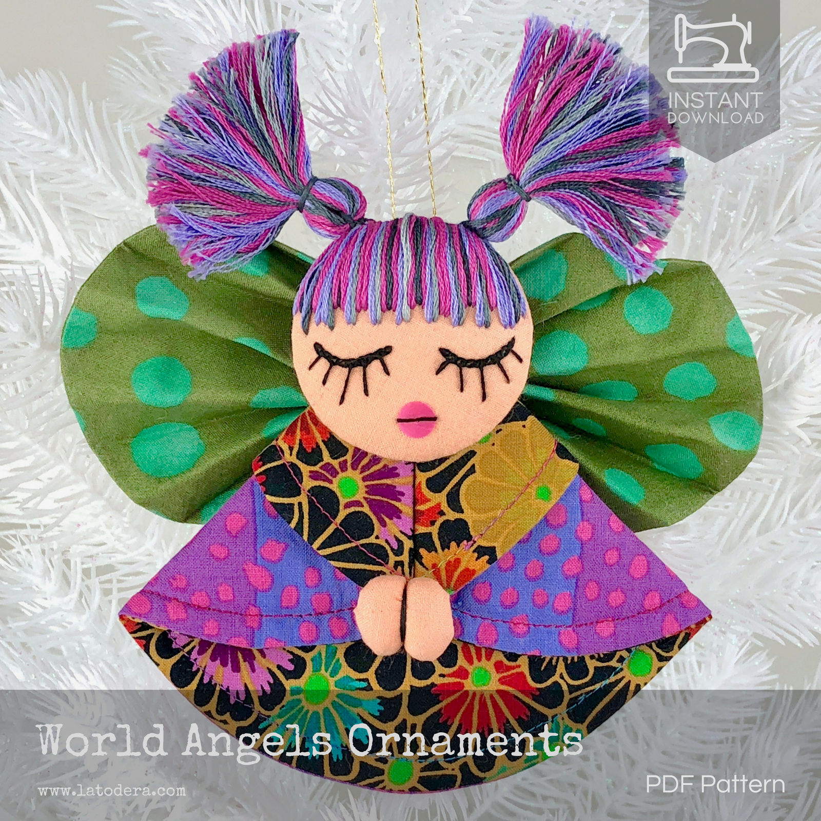 DIY Fabric Angel Christmas Ornaments Tutorial - PDF Sewing Pattern - La Todera