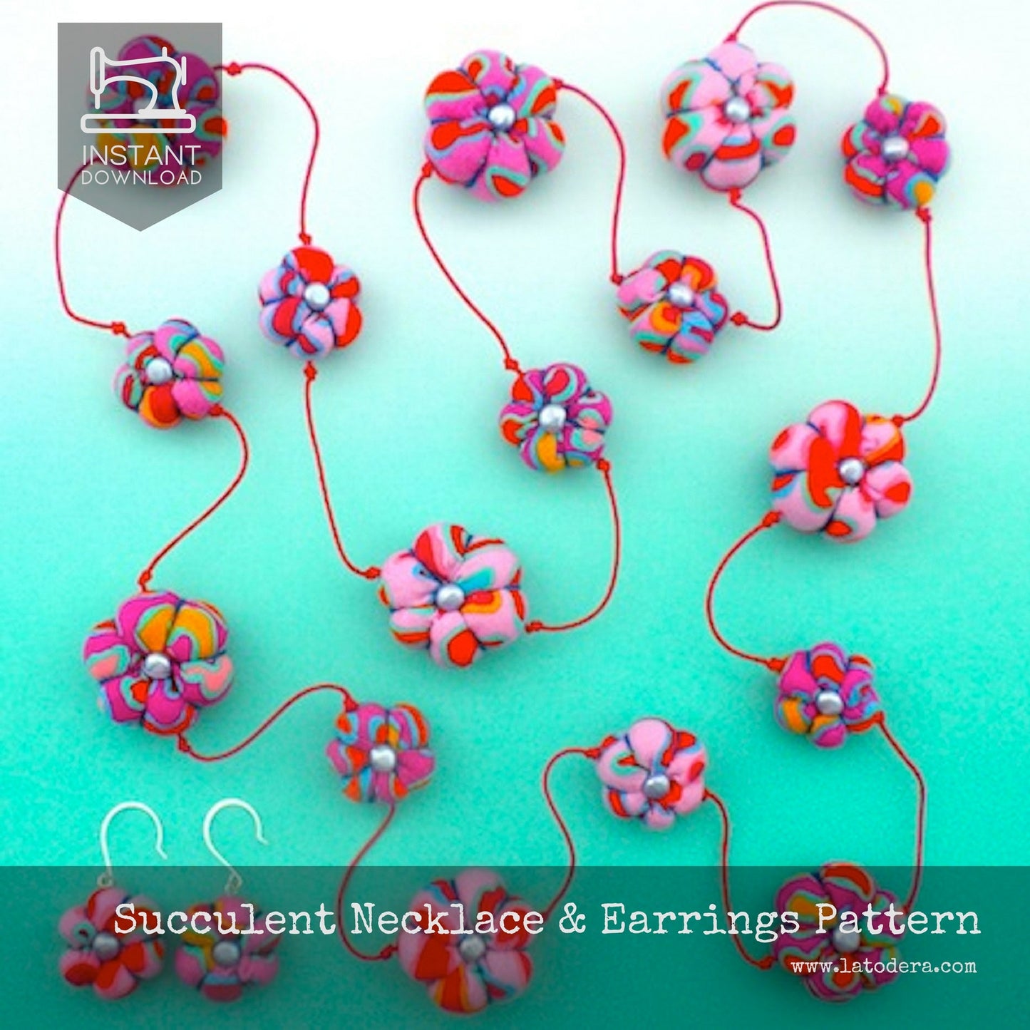 DIY Fabric Jewelry with Puffy Beads Tutorial - PDF Sewing Pattern - La Todera