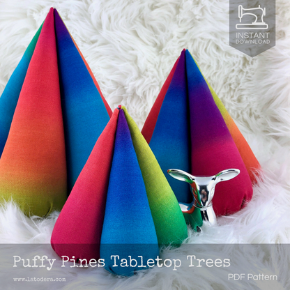 DIY Fabric Puffy Tabletop Christmas Trees Tutorial - PDF Sewing Pattern - La Todera