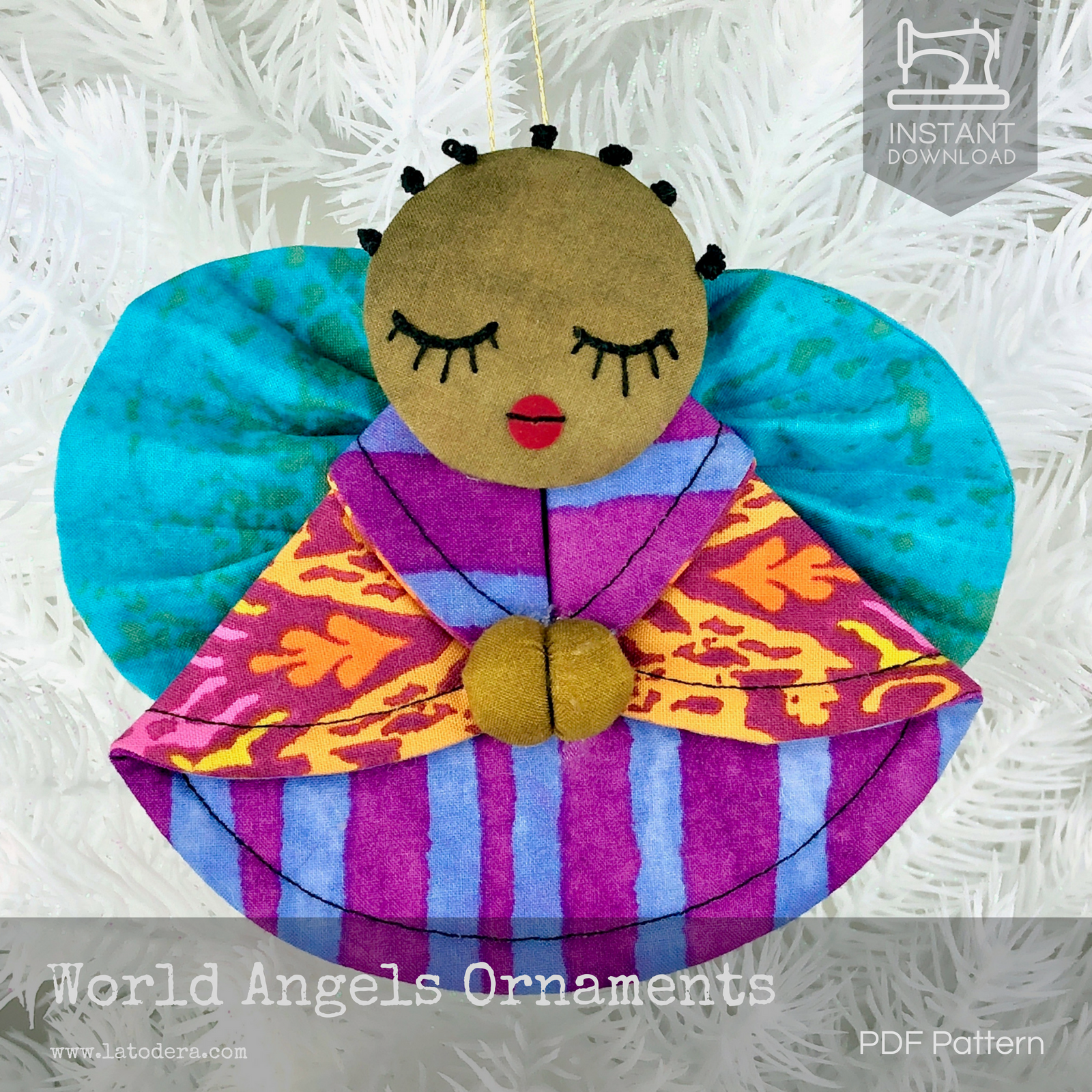 DIY Fabric Angel Christmas Ornaments Tutorial - PDF Sewing Pattern - La Todera