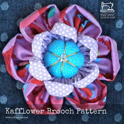 DIY Fabric Flower Kafflower Brooch Tutorial - PDF Sewing Pattern - La Todera