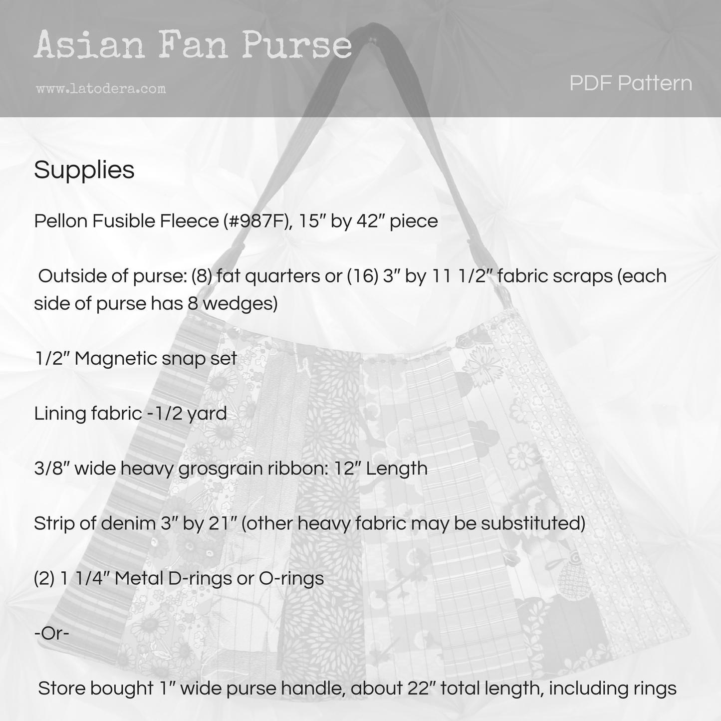 DIY Asian Fan Purse Tutorial - PDF Sewing Pattern - La Todera