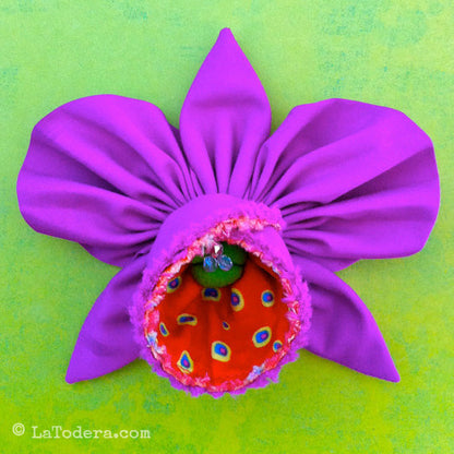 DIY Fabric Flower Corsage Orchid Brooch Tutorial - PDF Sewing Pattern - La Todera