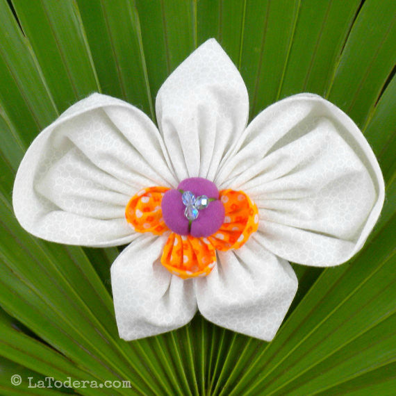 DIY Fabric Flower Phalaenopsis Orchid Brooch Tutorial - PDF Sewing Pattern - La Todera