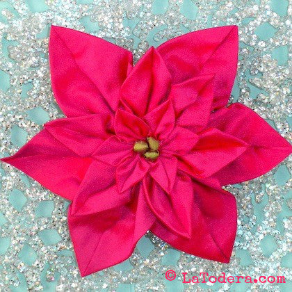 DIY Fabric Flower Poinsettia Brooch Tutorial - PDF Sewing Pattern - La Todera